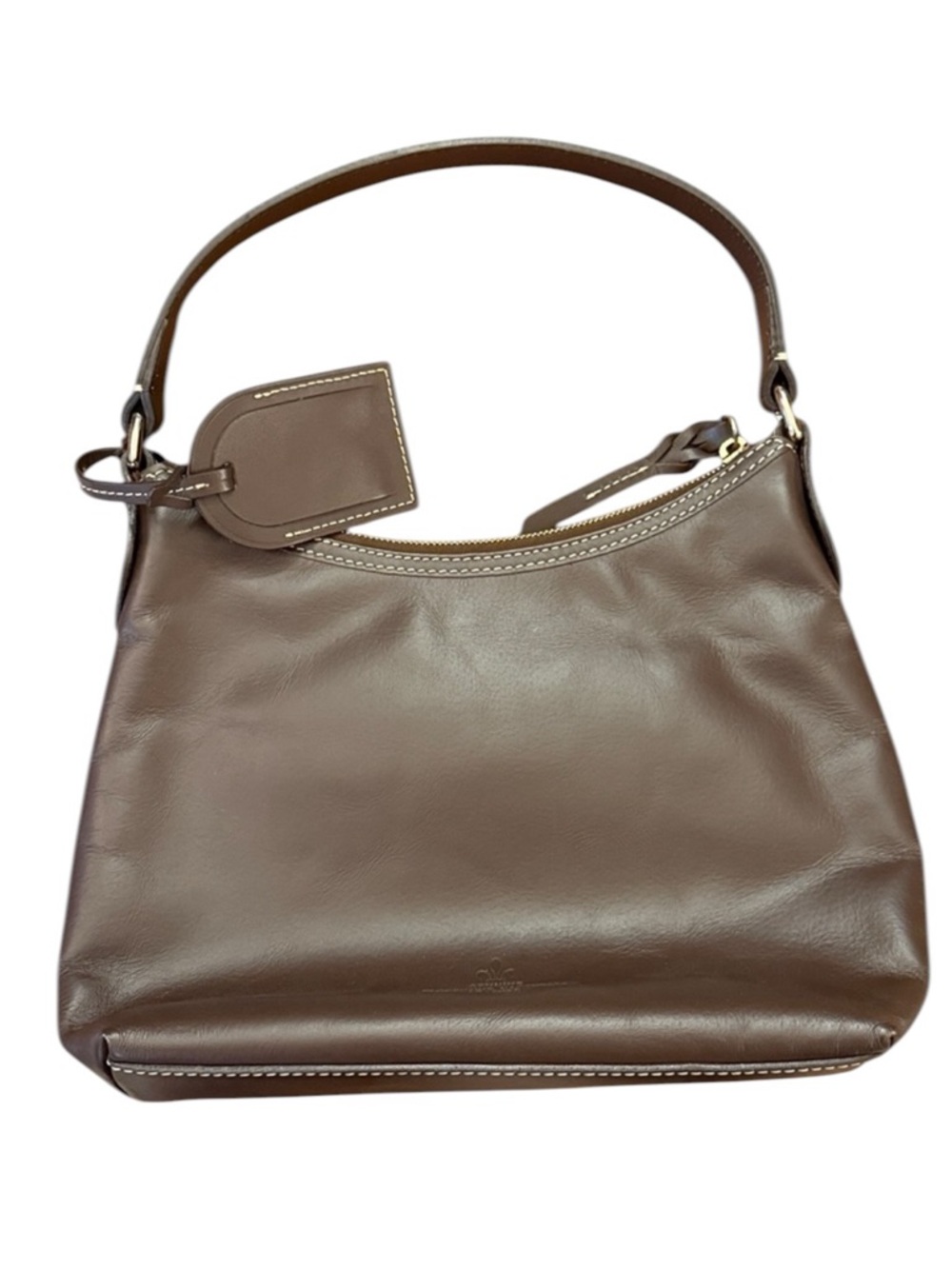 Dooney & Bourke Florentine Small Lucy Hobo Brown Vacchetta Leather Flat Strap - Picture 3 of 15